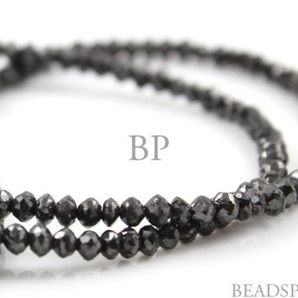 Natural Black Diamond Micro Faceted Rondelles, 25 Pieces, (25DIB2MICFRNDL). - Beadspoint