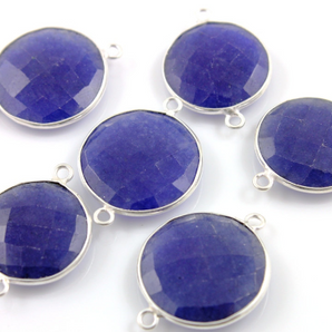 Dyed Sapphire Faceted Coin Connector,(BZCT6204) - Beadspoint