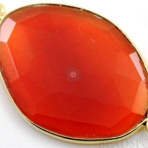 Carnelian Bezel Fancy Shape Connector, (BZC7364-LG) - Beadspoint