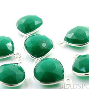 Green Onyx Faceted Heart Bezel, (SSBZ6077) - Beadspoint