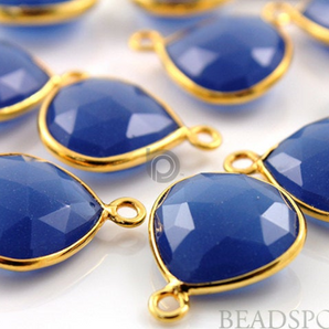 Blue Sapphire Chalcedony Faceted Heart Shape Bezel, (BZC6079) - Beadspoint