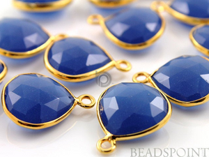 Blue Sapphire Chalcedony Faceted Heart Shape Bezel, (BZC6079) - Beadspoint