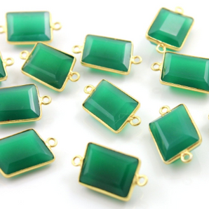 Green Onyx Rectangle Connector,(BZC9043/CNT/GNX) - Beadspoint