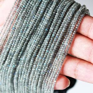 Labradorite Micro Faceted Rondelle Beads, (LAB-2.5-FRNDL) - Beadspoint