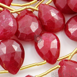 Genuine Ruby Rich Faceted Pear Briolettes, (2RBY8x10FPEAR) 82 - Beadspoint