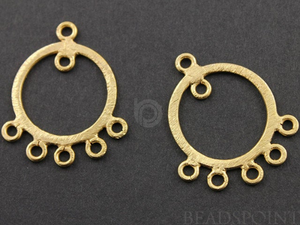 Gold Vermeil Over Sterling Silver Brushed Round Earrings, 1 Pair (VM/6628/20) - Beadspoint