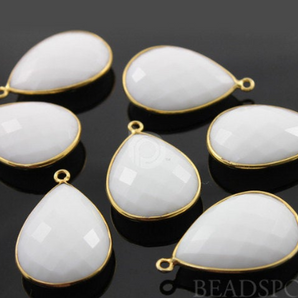 White Onyx Faceted Pear Bezel, (BZC7091) - Beadspoint