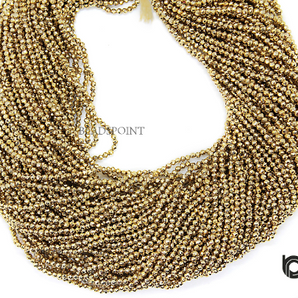 Gold Pyrite Micro Faceted Rondelle Beads, (GPYRT-2.5-FRNDL) - Beadspoint