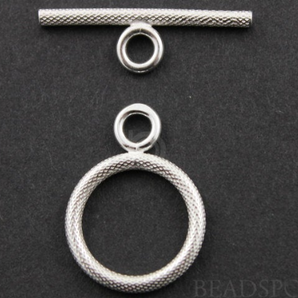 Sterling Silver Textured  Toggle Clasp,(SS/1079) - Beadspoint