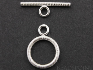 Sterling Silver Textured  Toggle Clasp,(SS/1079) - Beadspoint