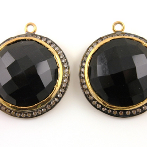 Black Onyx w/ White Sapphire, (BNX/WTZ/20) - Beadspoint