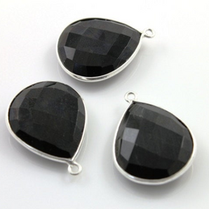 Black Onyx Faceted Pear Shape Bezel, (SSBZC3065) - Beadspoint