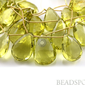 Lemon Topaz Large Flat Pear Drops Gemstone, (2LTZLRGpear) - Beadspoint