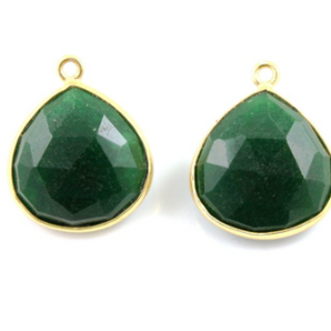 Dyed Emerald Faceted Heart Bezel, (BZC6069) - Beadspoint