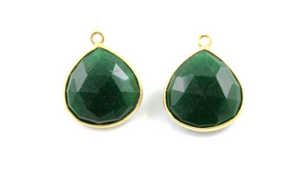 Dyed Emerald Faceted Heart Bezel, (BZC6069) - Beadspoint