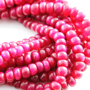 Ruby Smooth Rondelle Beads, (RBY/SRNDL/5-6) - Beadspoint