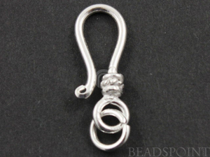 Sterling Silver Fancy Hook Clasp w/ Ring, (BR/6426) - Beadspoint