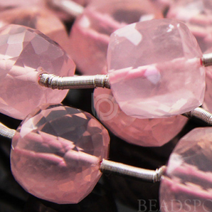 Rose Quartz Medium Micro Faceted Cubes, (4RQ8CUBE) - Beadspoint