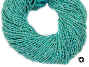 Amazonite Micro Faceted Rondelle Beads, (AMAZONITE-2RNDL) - Beadspoint