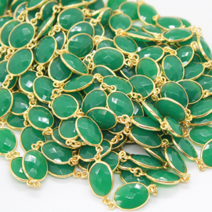 Green Onyx Faceted Oval Chain, (GMC-GNX-11X15) - Beadspoint