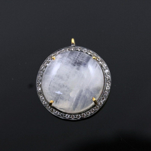 Rainbow Moonstone w/ White Sapphire,(RNBWTZ-A206) - Beadspoint