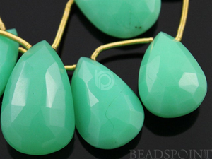 Seafoam Green Chrysophase Faceted Flat Pear Drops,2 Pieces, (2CHRY9x13PEAR) - Beadspoint