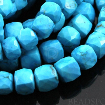 Turquoise Medium Faceted Cubes,  (TRQ6Cube) - Beadspoint