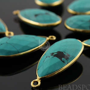 Green Turquoise Pear Shape Bezel, (BZC7063) - Beadspoint