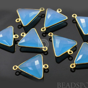 Apatite Blue Chalcedony Faceted Triangle Connector,(BZC7580) - Beadspoint