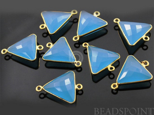 Apatite Blue Chalcedony Faceted Triangle Connector,(BZC7580) - Beadspoint