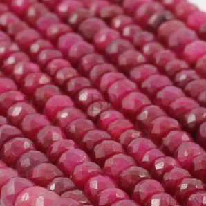 Ruby Faceted Rondelles , 25 Pieces, (RBY4FRNDL) - Beadspoint