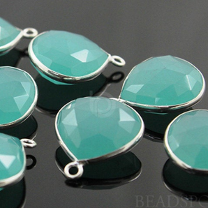 Aqua Chalcedony Faceted Heart Bezel, (SSBZ7029) - Beadspoint