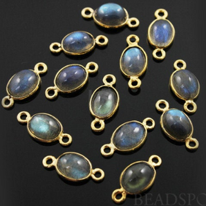 Labradorite Bezel Gold Vermeil Oval Component, 18x8 mm (LABOV001-Q) - Beadspoint