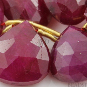 Ruby Faceted Heart Drops , (Rby9-10Hrt) - Beadspoint