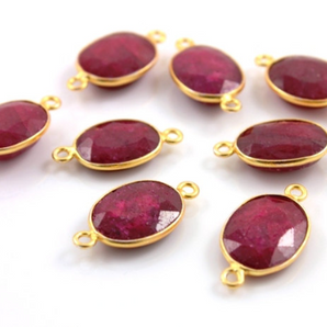 Ruby Faceted Oval Connector, (BZC7348-C) - Beadspoint