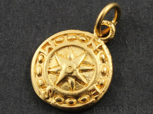 24K Gold Vermeil Over Sterling Silver Nautical Charm  -- VM/CH10/CR28 - Beadspoint