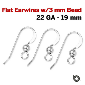 Sterling Silver Flat Earwires With 3 mm Bead, (SS/703) - Beadspoint