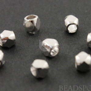 Brush Sterling Silver Faceted Nugget Spacer, (BR/6301/3) - Beadspoint