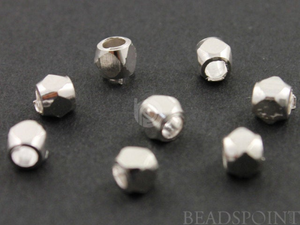 Brush Sterling Silver Faceted Nugget Spacer, (BR/6301/3) - Beadspoint