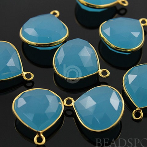 Indigo Blue Chalcedony Faceted Heart Bezel, (BZC6085) - Beadspoint