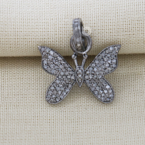 Pave Diamond  Butterfly Charm, (DCH-140) - Beadspoint