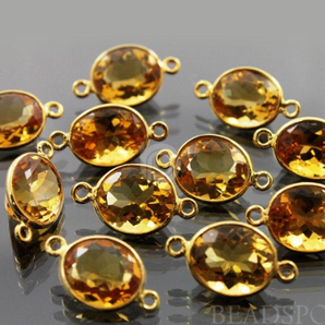 Genuine Citrine Oval Bezel Connector, (CIT004) - Beadspoint