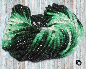 Emerald Shaded Faceted Rondelles Beads, (EMRLD2535RNDL) - Beadspoint