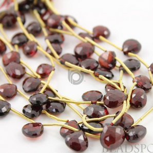 Garnet Faceted Flat Heart Drops, (GAR8-9hrt) - Beadspoint