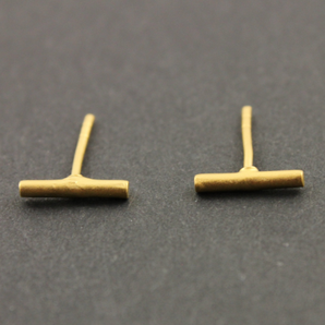 Gold Vermeil Rectangle Studs w/ Ear Nuts (VM-EAS-002) - Beadspoint