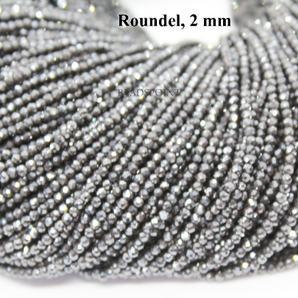 Black Spinal Coated Micro Faceted Rondelles, (BSPNL-2RNDL) - Beadspoint