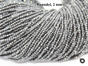 Black Spinal Coated Micro Faceted Rondelles, (BSPNL-2RNDL) - Beadspoint