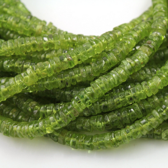 Green Peridot Faceted Rondelles (PERI/5-6mm/RND) - Beadspoint