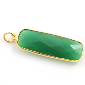 Green Onyx Faceted Long Bar Pendant,  (BZC9051/GOX) - Beadspoint