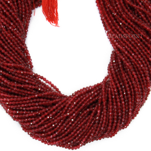 Dyed Ruby Micro Faceted Rondelle Beads (DRBY-2.5FRNDL) - Beadspoint